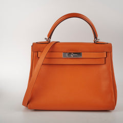 Hermes Kelly 28 Orange P Square Stamp