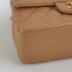 Chanel 22B Top Handle Mini Rectangular Dark Beige Microchip