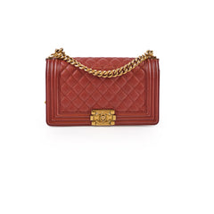 Chanel Medium Boy Flap Bag Brick Red Caviar 20 series