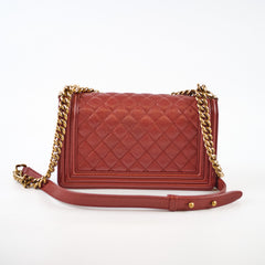 Chanel Medium Boy Flap Bag Brick Red Caviar 20 series