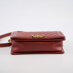 Chanel Medium Boy Flap Bag Brick Red Caviar 20 series