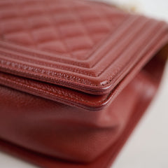 Chanel Medium Boy Flap Bag Brick Red Caviar 20 series