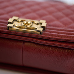 Chanel Medium Boy Flap Bag Brick Red Caviar 20 series