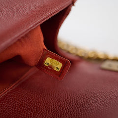 Chanel Medium Boy Flap Bag Brick Red Caviar 20 series