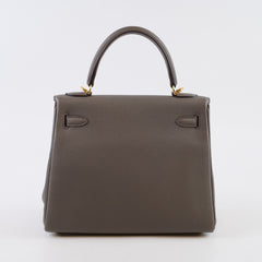 Hermes Kelly 25 Gris Etain Togo Gold Hardware Z Stamp