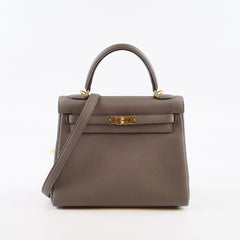 Hermes Kelly 25 Gris Etain Togo Gold Hardware Z Stamp