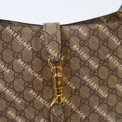 Gucci x Balenciaga Medium The Hacker Project Jackie GG supreme Canvas Hobo bag Beige