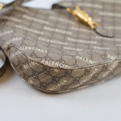 Gucci x Balenciaga Medium The Hacker Project Jackie GG supreme Canvas Hobo bag Beige