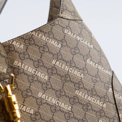 Gucci x Balenciaga Medium The Hacker Project Jackie GG supreme Canvas Hobo bag Beige