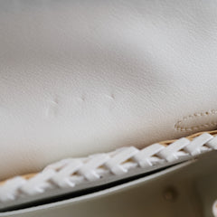 Hermes Mini Picnic Kelly 20 Swift leather / Woven wicker White/Beige - U stamp with Twilly