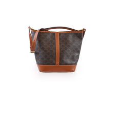 Celine Medium Triomphe Canvas Bucket Bag Calfskin Tan