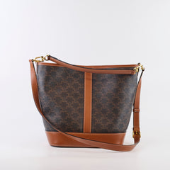 Celine Medium Triomphe Canvas Bucket Bag Calfskin Tan