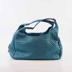 Bottega Venetta Medium Intrecciato Campana Hobo Bag Blue