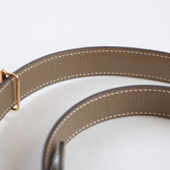 Hermes H Au Carre Twist 24mm Belt Noir/Etoupe Size 75