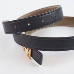 Hermes H Au Carre Twist 24mm Belt Noir/Etoupe Size 75