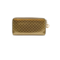 Gucci GG Pattern Long Wallet Patent Metallic Bronze