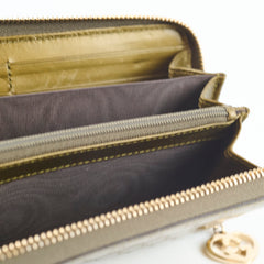 Gucci GG Pattern Long Wallet Patent Metallic Bronze