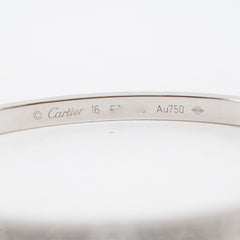 Cartier Love Bracelet Small Model White Gold Pave Diamond Size 16