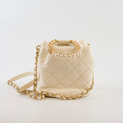 Chanel Pearl Top Handle Buckle Lambskin Microchip