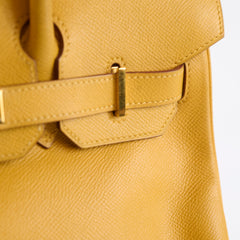 Hermes Birkin 30 Courchevel Dark Yellow - D square stamp