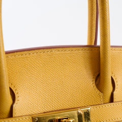 Hermes Birkin 30 Courchevel Dark Yellow - D square stamp