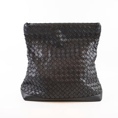 Bottega Veneta Mens Large Intrecciato Messenger Fold Black