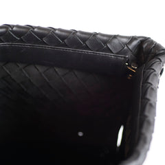 Bottega Veneta Mens Large Intrecciato Messenger Fold Black
