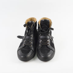 Hermes Quantum High Top Seude/Leather Sneakers Black Size 41.5