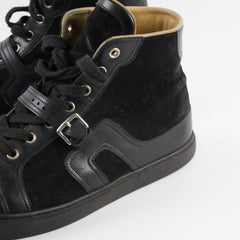 Hermes Quantum High Top Seude/Leather Sneakers Black Size 41.5