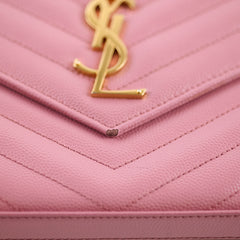 Saint Laurent Cassandra Envelope Wallet On Chain WOC Pink