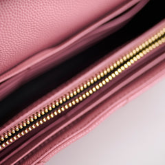 Saint Laurent Cassandra Envelope Wallet On Chain WOC Pink