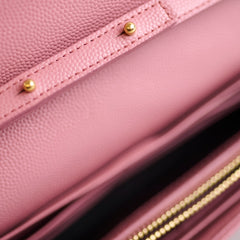 Saint Laurent Cassandra Envelope Wallet On Chain WOC Pink