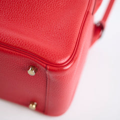 Hermes Lindy 26 Red Clemence GHW A Stamp