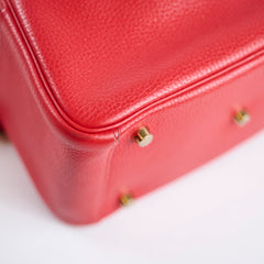 Hermes Lindy 26 Red Clemence GHW A Stamp