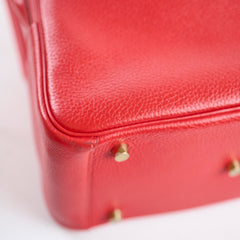 Hermes Lindy 26 Red Clemence GHW A Stamp