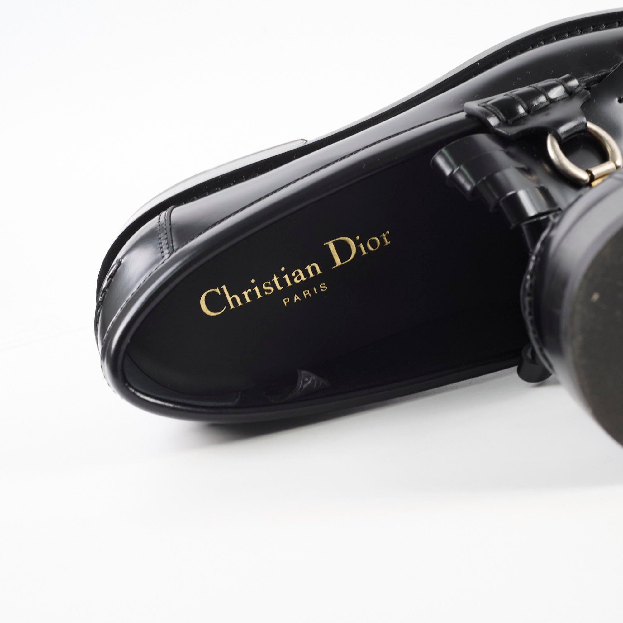 Christian Dior Emblem Leather Loafers Black SIze 39 – THE