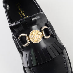 Christian Dior Emblem Leather Loafers Black SIze 39