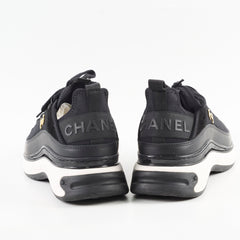 Chanel Black Fabric and Suede CC Low Top Sneakers Size 36.5