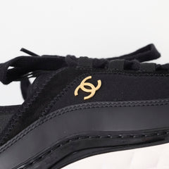Chanel Black Fabric and Suede CC Low Top Sneakers Size 36.5