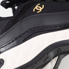 Chanel Black Fabric and Suede CC Low Top Sneakers Size 36.5