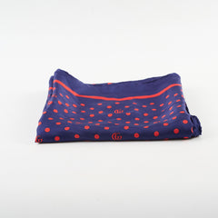 Gucci Polka Dot Silk 90cm Navy and Red