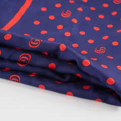 Gucci Polka Dot Silk 90cm Navy and Red