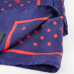Gucci Polka Dot Silk 90cm Navy and Red
