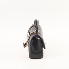 Chanel Top Handle Rectangle Mini Black Lambskin (microchip)