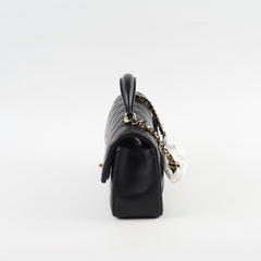 Chanel Top Handle Rectangle Mini Black Lambskin (microchip)