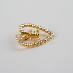 Chanel Coco Heart Rhinestone Gold Clip On Earrings Costume Jewellery 2023