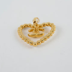 Chanel Coco Heart Rhinestone Gold Clip On Earrings Costume Jewellery 2023