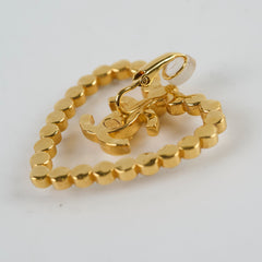 Chanel Coco Heart Rhinestone Gold Clip On Earrings Costume Jewellery 2023