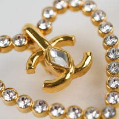 Chanel Coco Heart Rhinestone Gold Clip On Earrings Costume Jewellery 2023