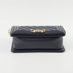 Chanel Small Boy Lambskin Dark Navy